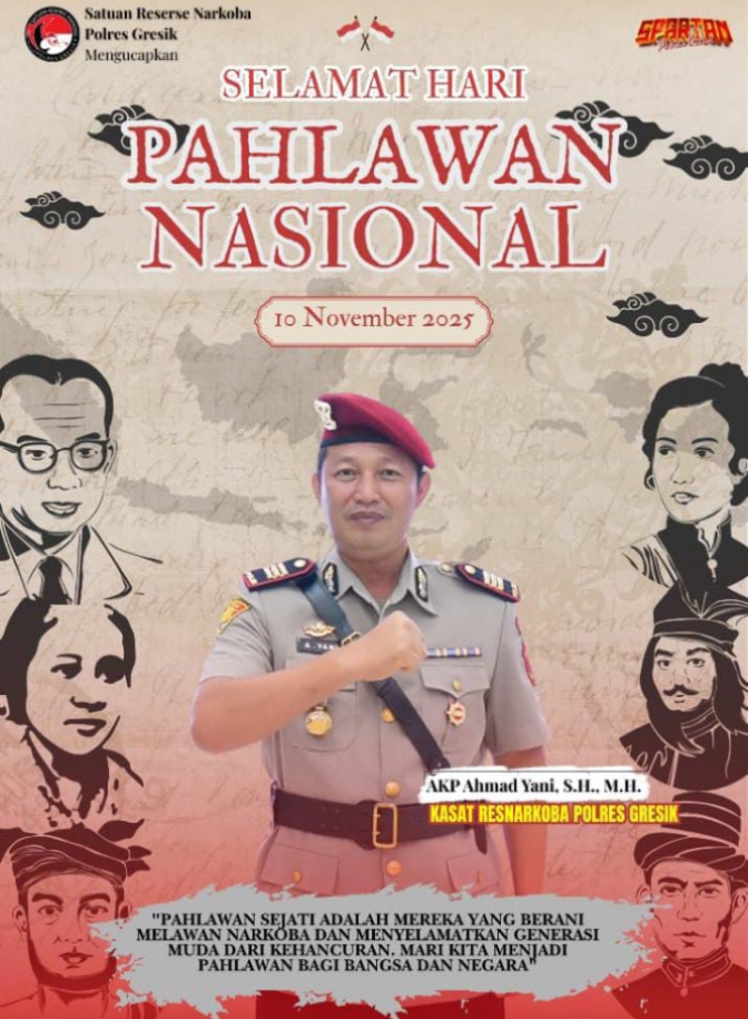 Satresnarkoba Polres Gresik Jadikan Hari Pahlawan 2025 Momentum Kobarkan Semangat Perang Melawan Narkoba