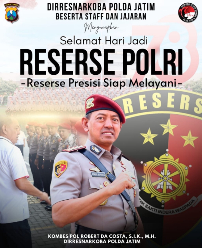 Hari Jadi ke-78 Reserse Polri, Ditresnarkoba Polda Jatim Tegaskan Loyalitas pada Profesionalitas dan Pelayanan Presisi