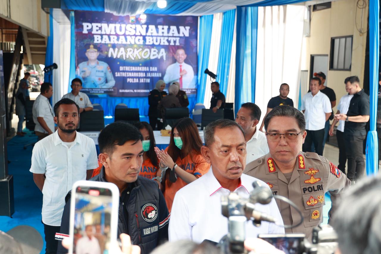 Jelang Nataru Polda Jatim Kembali Musnahkan Barang Bukti 9,3kg Sabu
