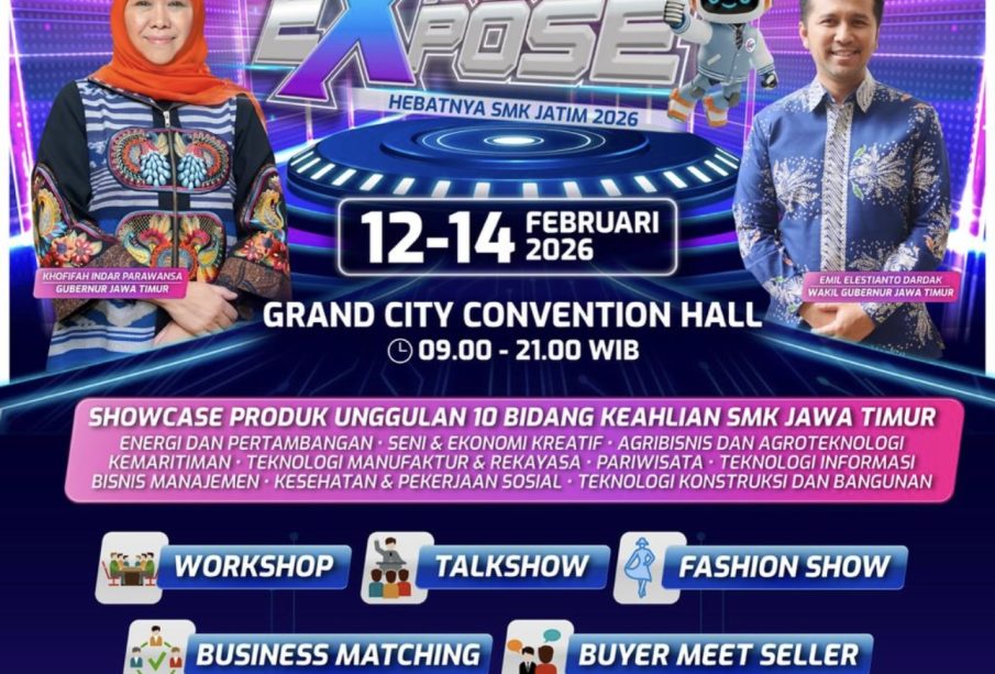 Expo Expose SMK Jatim 2026: Tunjukkan Potensi Siswa Siap Kerja dan Siap Usaha Lewat Kreasi dan Inovasi